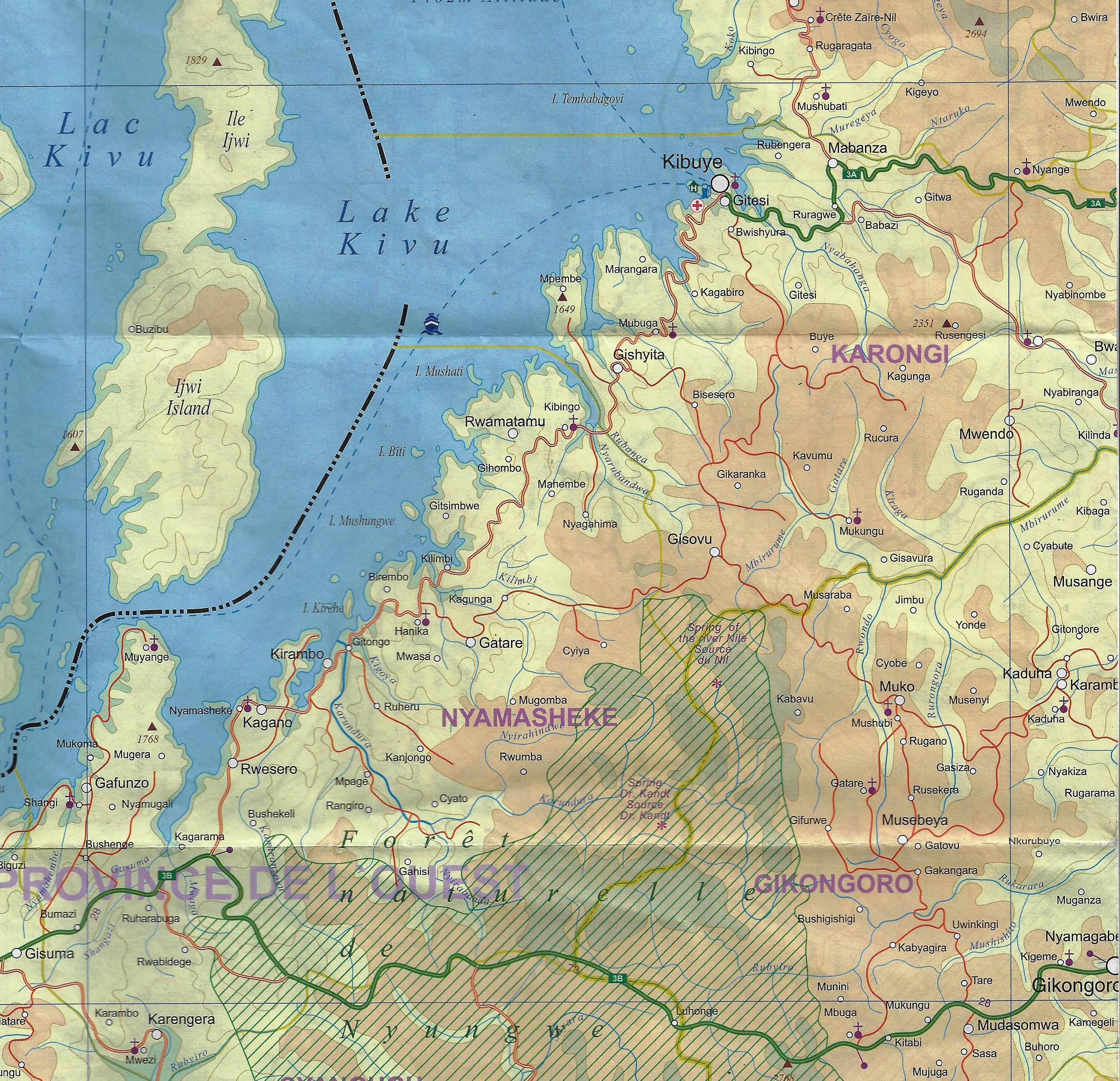 Carte du Rwanda échelle 1/300.000 B3